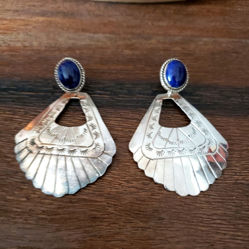 Vintage Sterling Silver Lapis Earrings